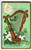 St Patrick's Day Postcard Embossed Harp Irish Greetings Shamrocks Julius Bien