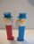 Pez Blue & Red Circus Clowns Candy Container Vintage Slovenia 1970 On Back Retro