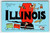 Greetings From Illinois Railroad Steam Train Pig Cow Postcard Map Linen Kropp