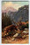 2 Deer Postcard Artist Signed M Muller Germany Rustic Wildlife Mountains Alps