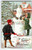 Santa Claus Snowman Christmas Postcard IPCN Mica Glitter Embossed 1906 Antique