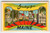 Greetings From Augusta Maine Big Large Letter Rainbow Postcard Linen UNUSED