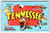 Greetings From Tennessee Map Postcard Hillbilly Rifle Moonshine Linen Kropp