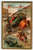Thanksgiving Postcard Turkey Flying Airplane Plane Fantasy Pumpkin Fruit Falls