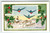 Vintage Merry Christmas Postcard Blue Birds Holly Church Winter Scene Embossed