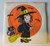 Halloween Vintage Drink Coaster Flying Witch Black Cat Bats Moon Fabric Paper