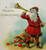 Christmas Postcard Santa Claus Musician Playing Horn JP 1917 Embossed Original