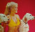 Sexy Lady Two English Setter Dogs Art Print 1960's Lithograph Yellow Bikini Girl