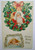 Santa & Poinsettias Vintage Christmas Postcard Original Embossed Sleeping Girl