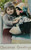 Vintage Christmas Postcard Gel Color Image Girls Xmas Tree Saxony 1261/6 Unused