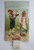 Easter Postcard German Mechanical Pull Tab Farm Boy Girl Humanized Roosters