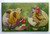 Easter Postcard 3-D Raised Image Fabric Covered Chicks On With Top Hat Germany