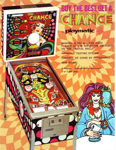 Chance Pinball Flyer Original Vintage Retro Art 1978 Playmatic Fortune ...