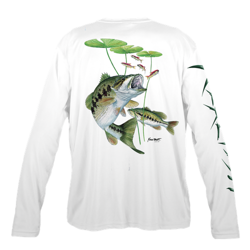 Bass Under Lily Pads Men's Long Sleeve Performance Shirt by Kevin Brant