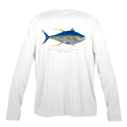 Realfish Yellowfin Tuna Men's Long Sleeve Performance Wear Shirt, Gyotaku