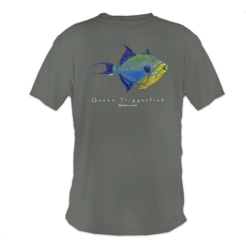 Realfish Queen Triggerfish Cotton Short Sleeve T-Shirt, Gyotaku