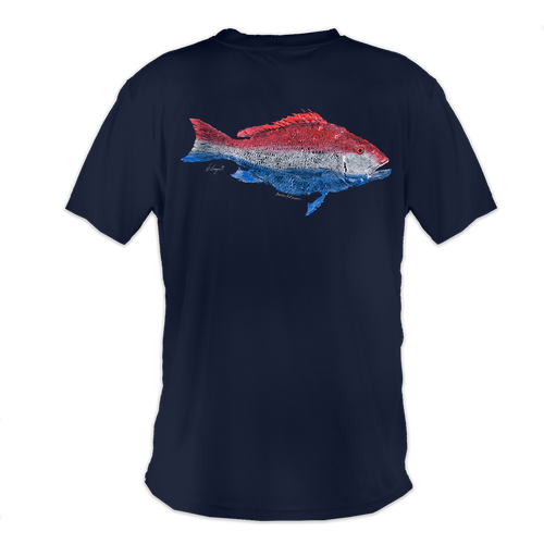 Realfish American Red Snapper Cotton Short Sleeve T-Shirt, Gyotaku