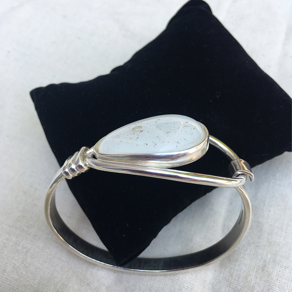 Silver bangle inset with Memorial Ashes in Glass