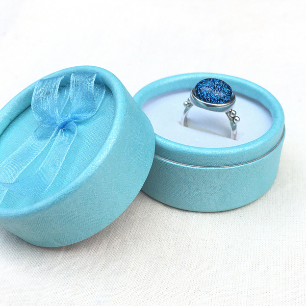 Sterling Silver Ring inset with ashes glass
