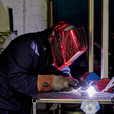 Welding sculpture parts ready for glass insertion later