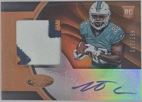 2016 Panini Certified – Leonte Carroo – Patch Autograph #217 (87/199) – Miami Dolphins 2016 Panini Certified – Leonte Carroo – Patch Autograph #217 (87/199) – Miami Dolphins