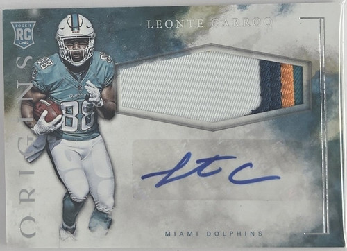 2016 Panini Origins – Leonte Carroo – Patch Sticker Autograph #RJPA-LC – Miami Dolphins RC. 2016 Panini Origins – Leonte Carroo – Patch Sticker Autograph #RJPA-LC – Miami Dolphins RC.