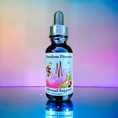Bottle of Adrenal Support Bioessence with colorful background.