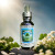 Bottle of Make Your Own Luck essence sitting on a rock surrounded by clover and flowers with sunlight streaming in the background.