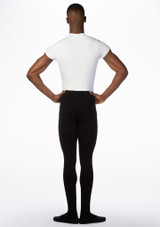 Ballet Rosa Mens Double Toned Short Sleeve Unitard Black-White Back [Black]