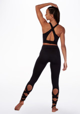 Move Dance Ankle Tie Dance Leggings Black Back [Black]