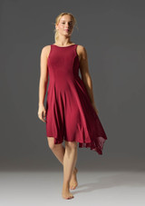 Move Dance Larissa High Split Lyrical Dress Burgundy Front [Red]