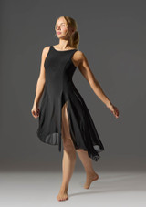 Move Dance Larissa High Split Lyrical Dress Black Front 2 [Black]