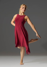 Move Dance Larissa High Split Lyrical Dress Burgundy Front [Red]