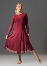Move Dance Dione Long Sleeve Lyrical Dress Burgundy Front [Red]