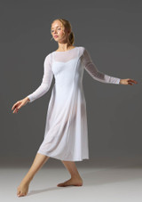 Move Dance Dione Long Sleeve Lyrical Dress White Front [White]