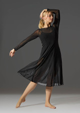 Move Dance Dione Long Sleeve Lyrical Dress Black Front [Black]