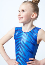 Alegra Girls Bengal Sleeveless Gymnastics Leotard Blue Front 2 [Blue]