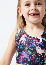 Alegra Girls Unicorn Gymnastics Crop Top Patterned Crop [Patterned]