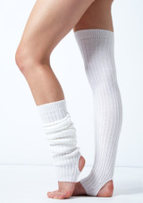 Alegra Long Stirrup Legwarmers White Side [White]