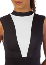 Alegra Fuse Halterneck Leotard Black-White Front [Black]