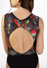 Basilica Floral Tank Leotard Black Back 2 [Black]