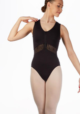 Bloch Stripe Mesh Zip Front Leotard* Black Front [Black]