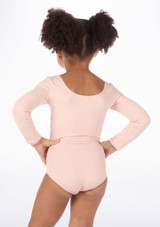 Bloch Girls Long Sleeve Cotton Leotard Pink Back [Pink]