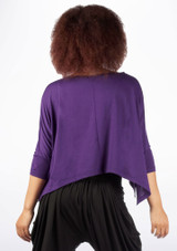 Dincwear Ladies Bat Wing Crop Top Purple Back [Purple]