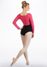 Gaynor Minden Bamboo Knit Crop Sweater Pink Back [Pink]