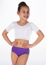 Alegra Girls Shiny Odele Dance Crop Top White Main [White]