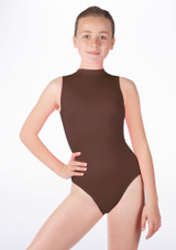 Alegra Girls Shiny Verity Leotard Brown Main [Brown]