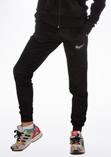 Pineapple Velour Slim Leg Trackies - Black Black Front [Black]