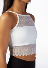 So Danca Scalloped Lace Crop Top White Side [White]