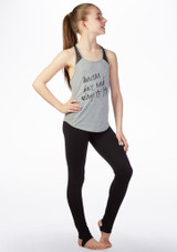 Bloch Girls Mesh Back Printed Dance Top Grey Front [Grey]